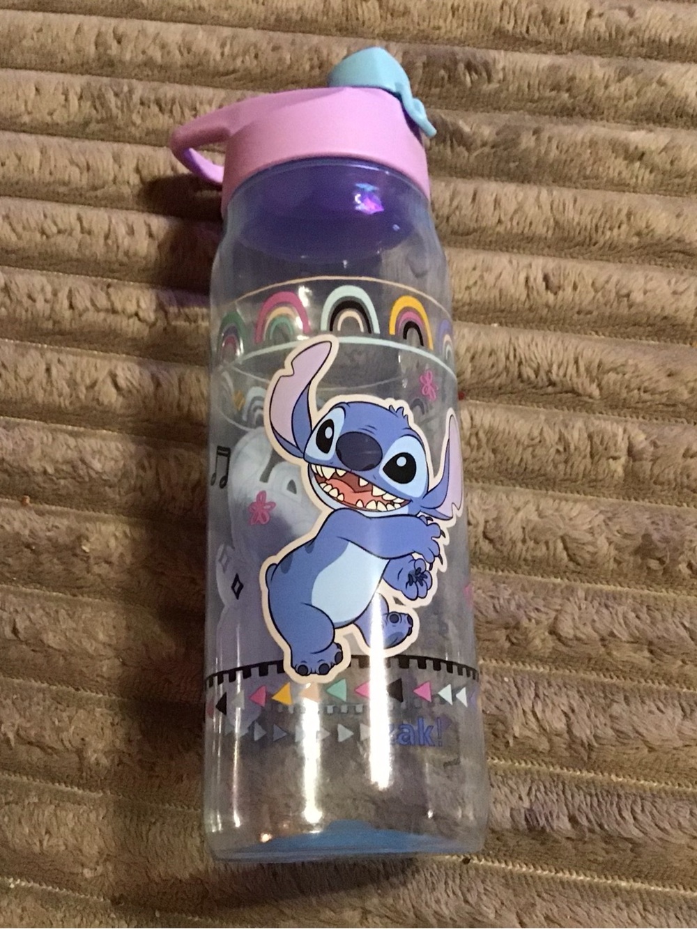 Pink & Purple Stitch Kids Water Bottle - Cute Character Sipper